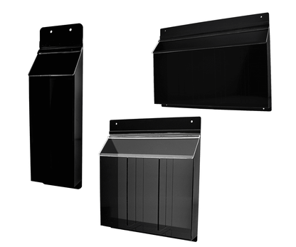 4"W x 9"H Outdoor Brochure Holder Wall Clear and Black Box