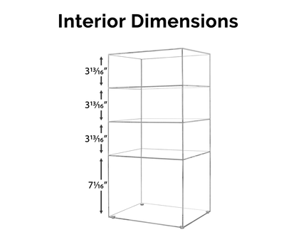 9.75" x 7" x 19.75" Three Shelf Showcase Display Clear Acrylic Cabinet