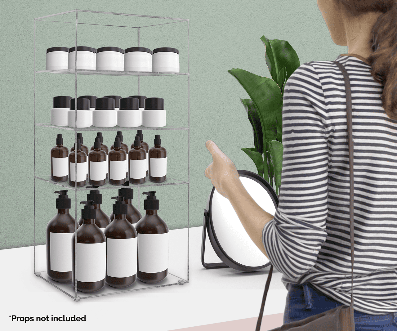 9.75" x 7" x 19.75" Three Shelf Showcase Display Clear Acrylic Cabinet