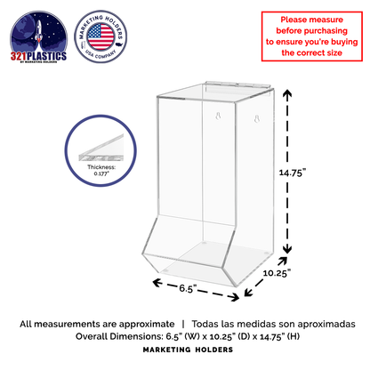 Medical Needle Holder Single Compartment Bin Acrylic Dispenser