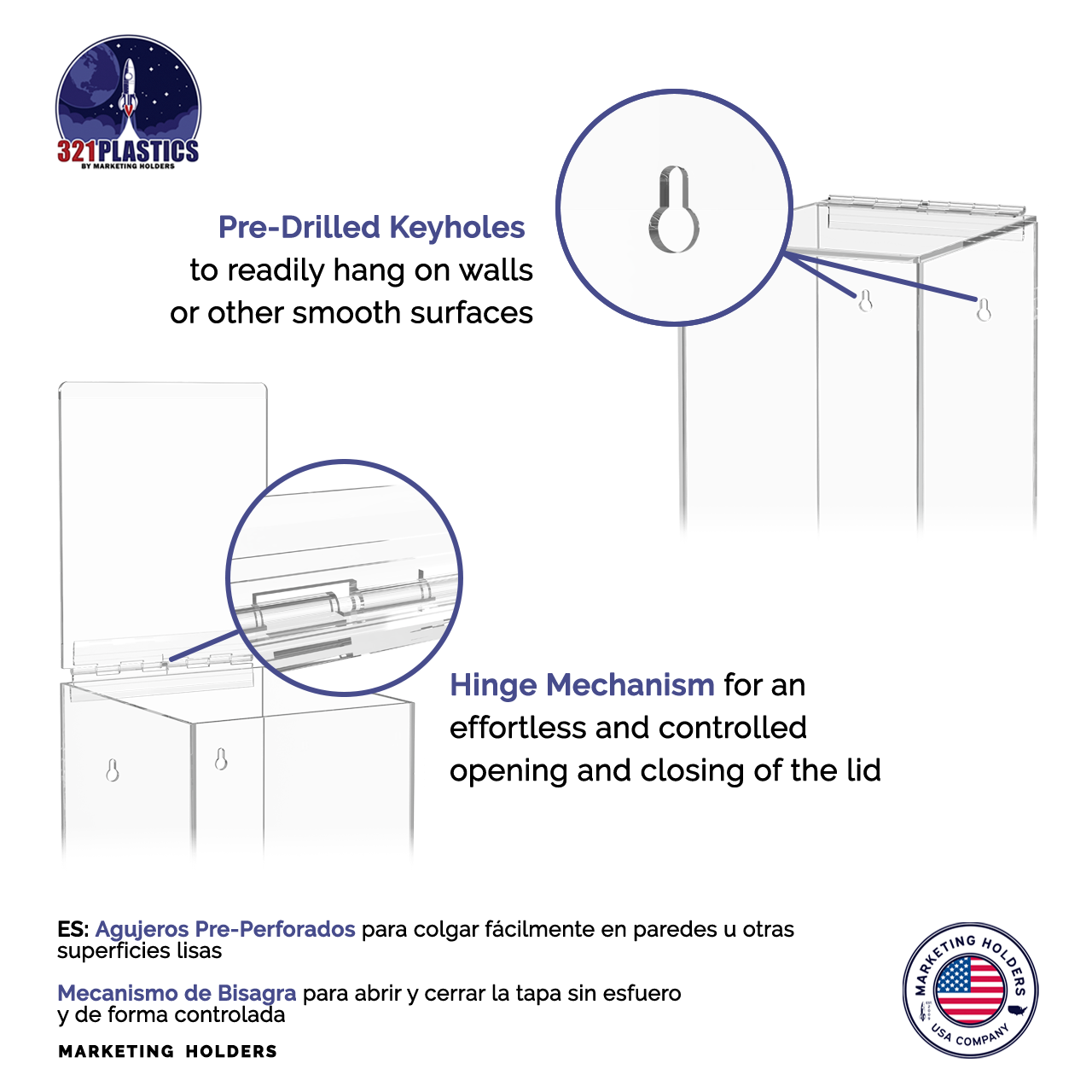 Medical Needle Holder Single Compartment Bin Acrylic Dispenser
