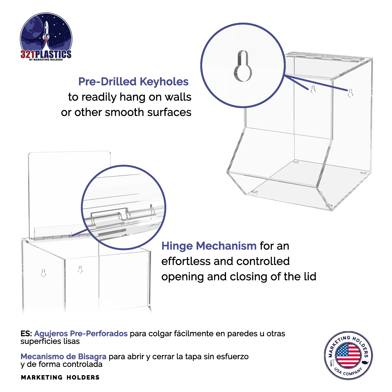 Acrylic Bin with Lid for Organizing Products and Supplies