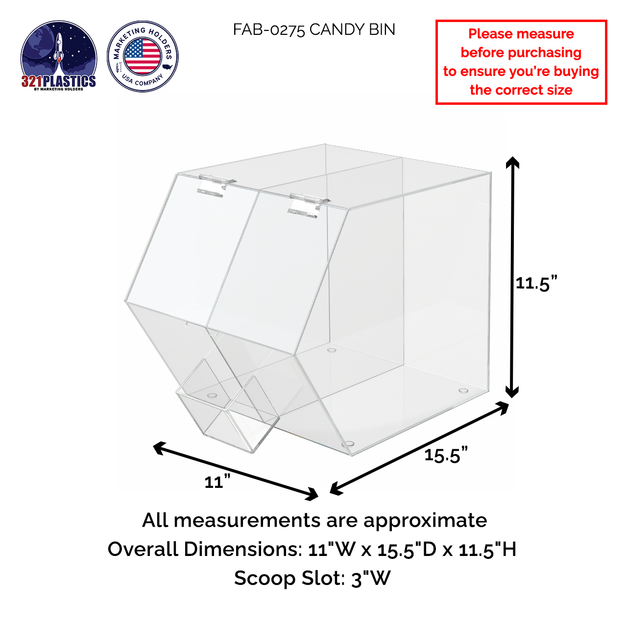 Candy and Topping Storage Bin Double Compartment with Scoop Caddy