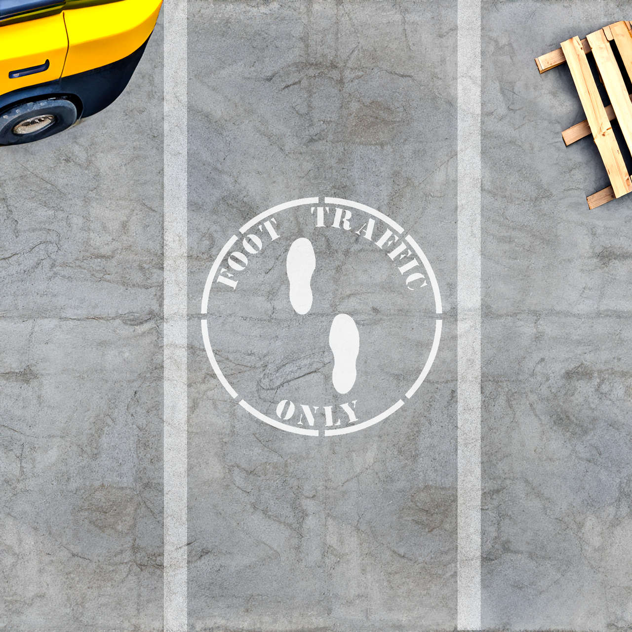 FOOT TRAFFIC ONLY Stencil for Painting Floors and Pavement