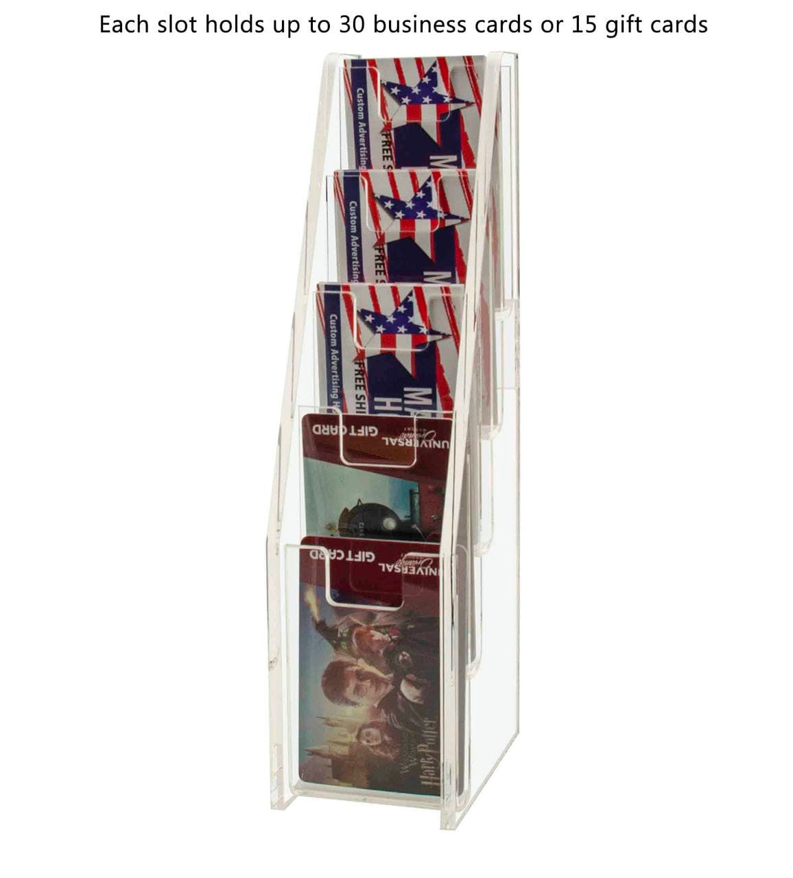 Office Business Gift Card Tiered Rack full with literature
