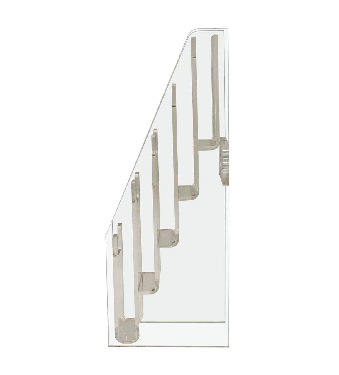 Side View of Clear Business Gift Card Stand for Walls or Tables