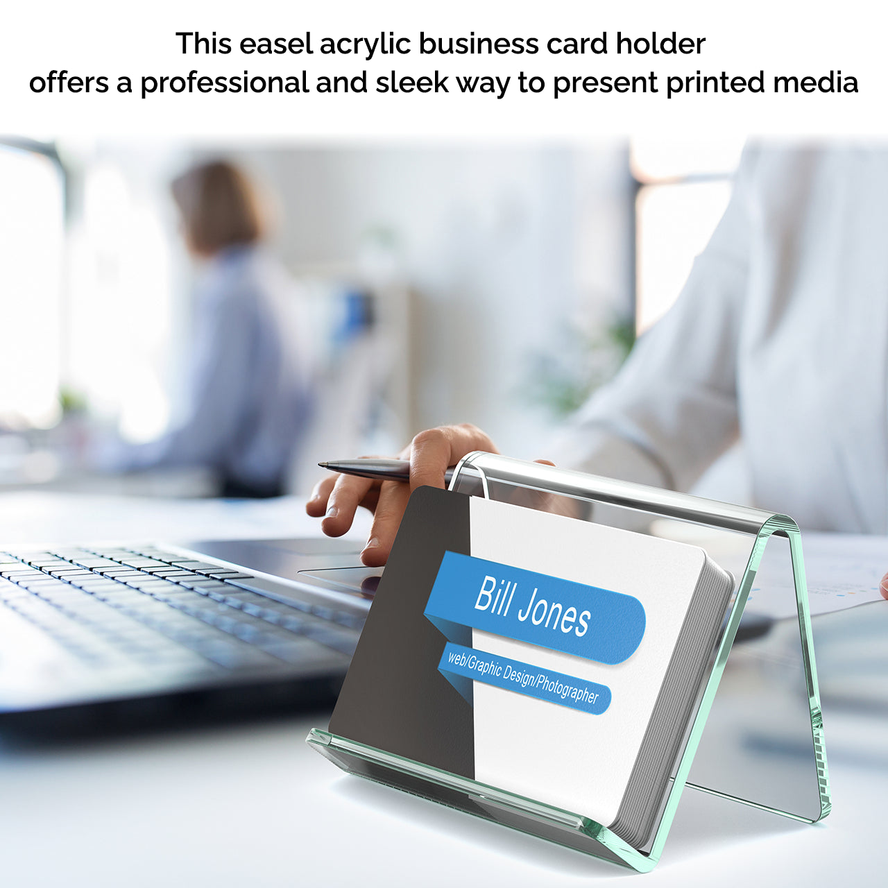 Business Appointment Card Holder Easel Style Green Edge Stand