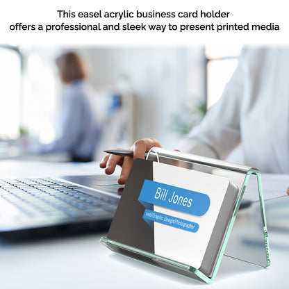 Business Appointment Card Holder Easel Style Green Edge Stand