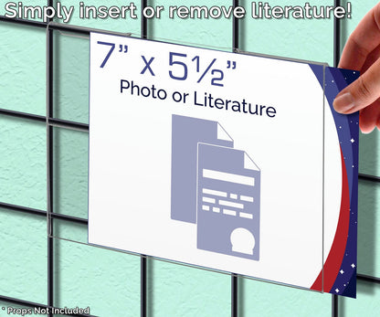 7"W x 5.5"H Gridwall Sign Display Office Retail Literature Sleeve