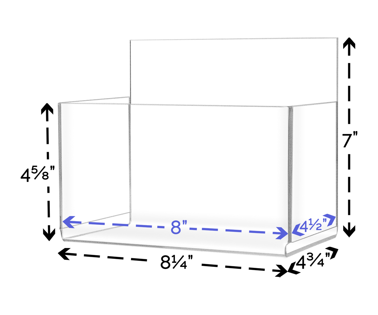 8"W Bulk Display Storage Bin Compartment with High Back