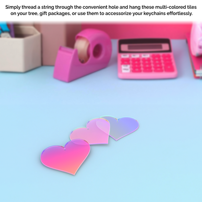 Heart Shaped Iridescent 3" Acrylic with Hole for Crafts and Party Decor