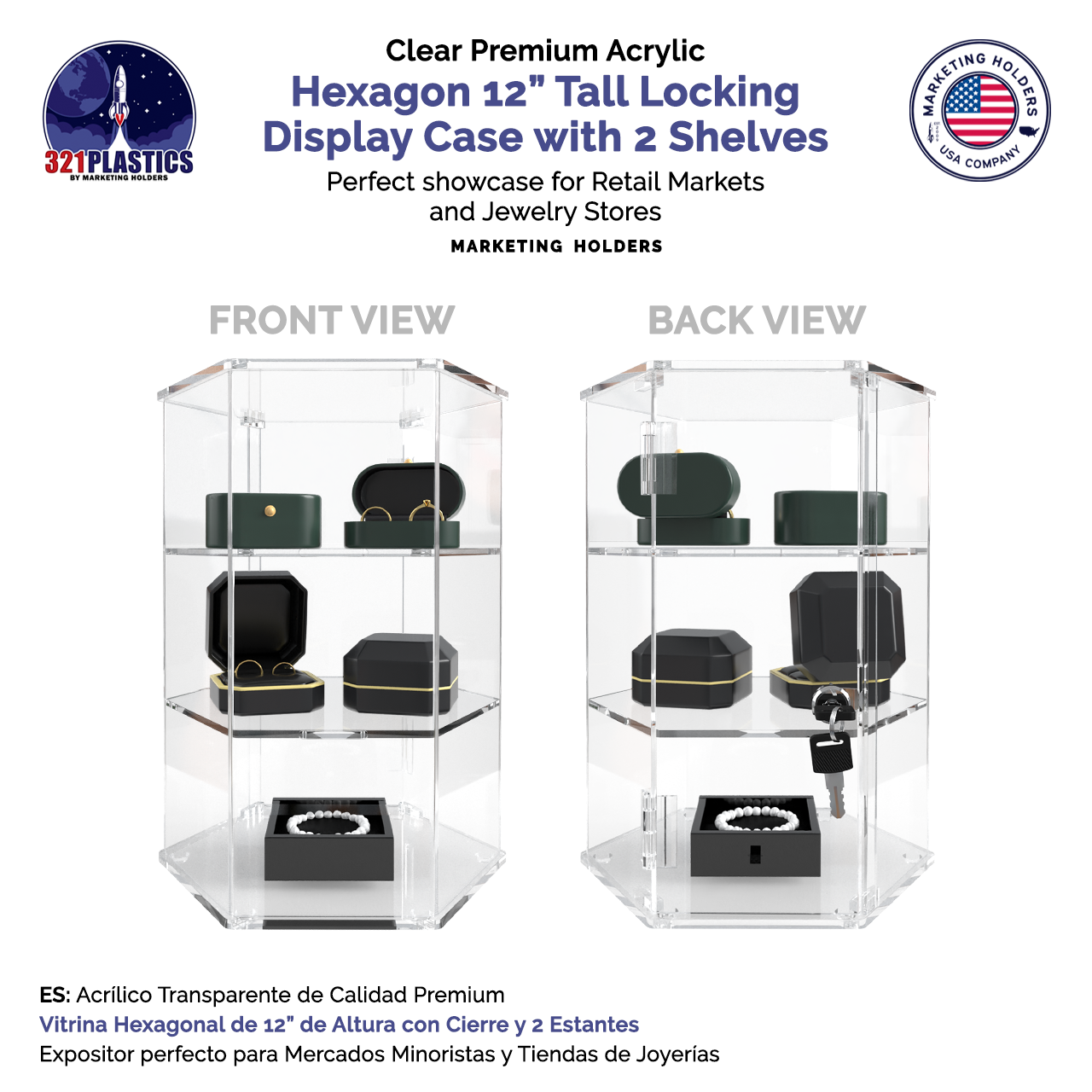 Hexagonal Locking Retail Display Cabinet