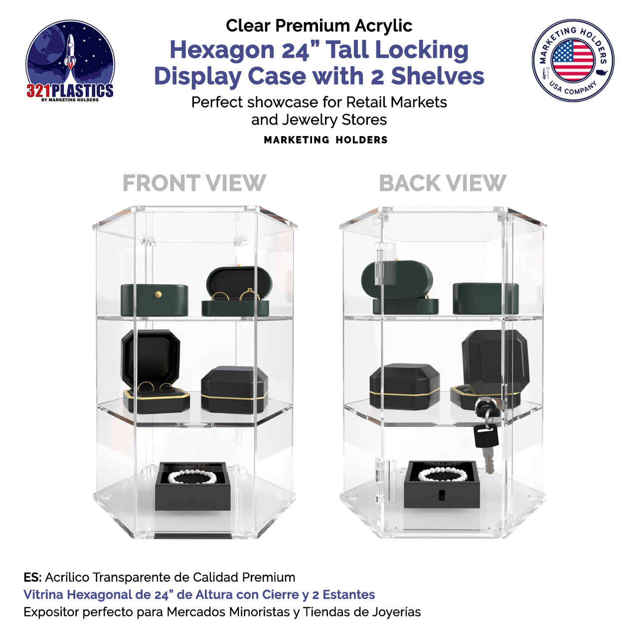 Hexagon Locking Retail Display Cabinet