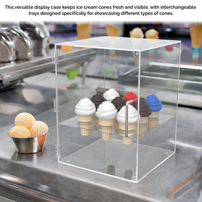 Enclosed Ice Cream Cone Case 12.25" x 13.25" x 16" with 2 Trays