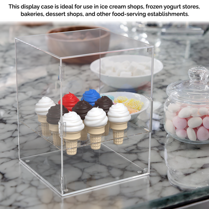 Enclosed Ice Cream Cone Case 12.25" x 13.25" x 16" with 2 Trays