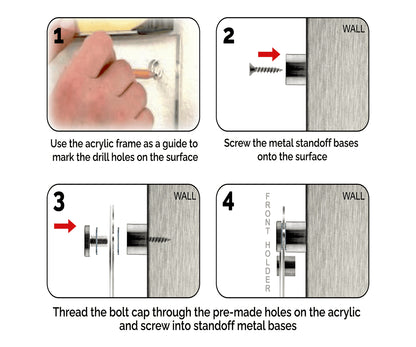 10" x  4" Wall Sign Holder Euro Style With Stainless Standoffs