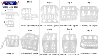 6 Pack Plastic Condiment and Bottle Storage with Handle