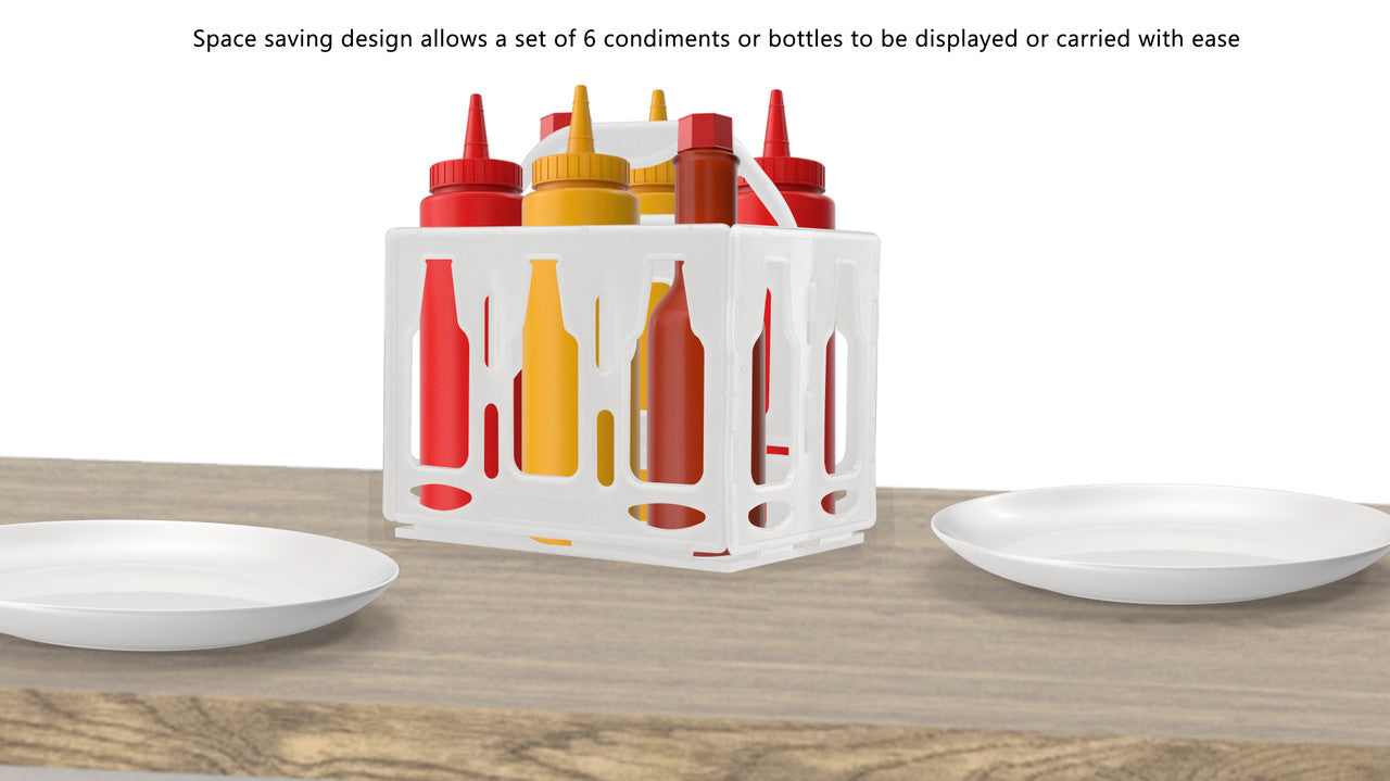 6 Pack Plastic Condiment and Bottle Storage with Handle
