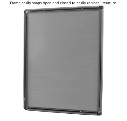 Frame easily snaps open and closed to easily replace literature