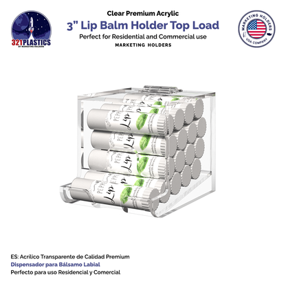 3"W Lip Balm Holder Lipstick Makeup Storage Easy Reach Cutaway