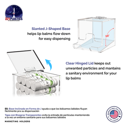 3"W Lip Balm Holder Lipstick Makeup Storage Easy Reach Cutaway