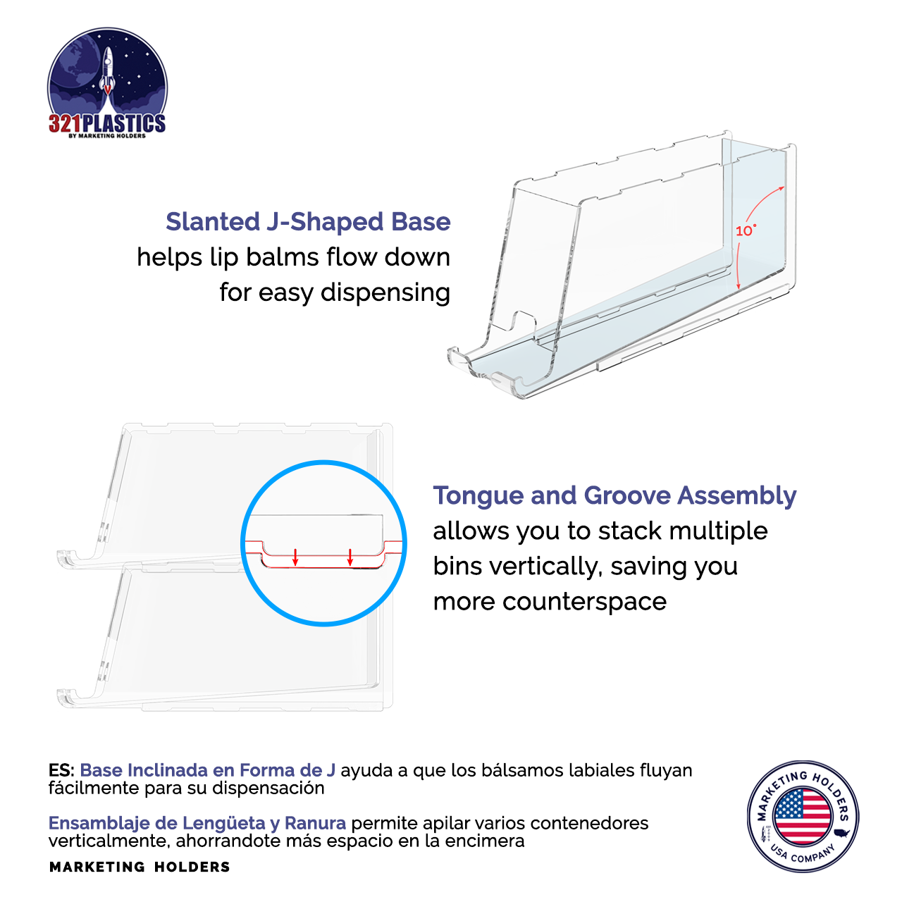 Stackable Lip Balm Holder Lipstick Makeup Storage Easy Reach Cutaway