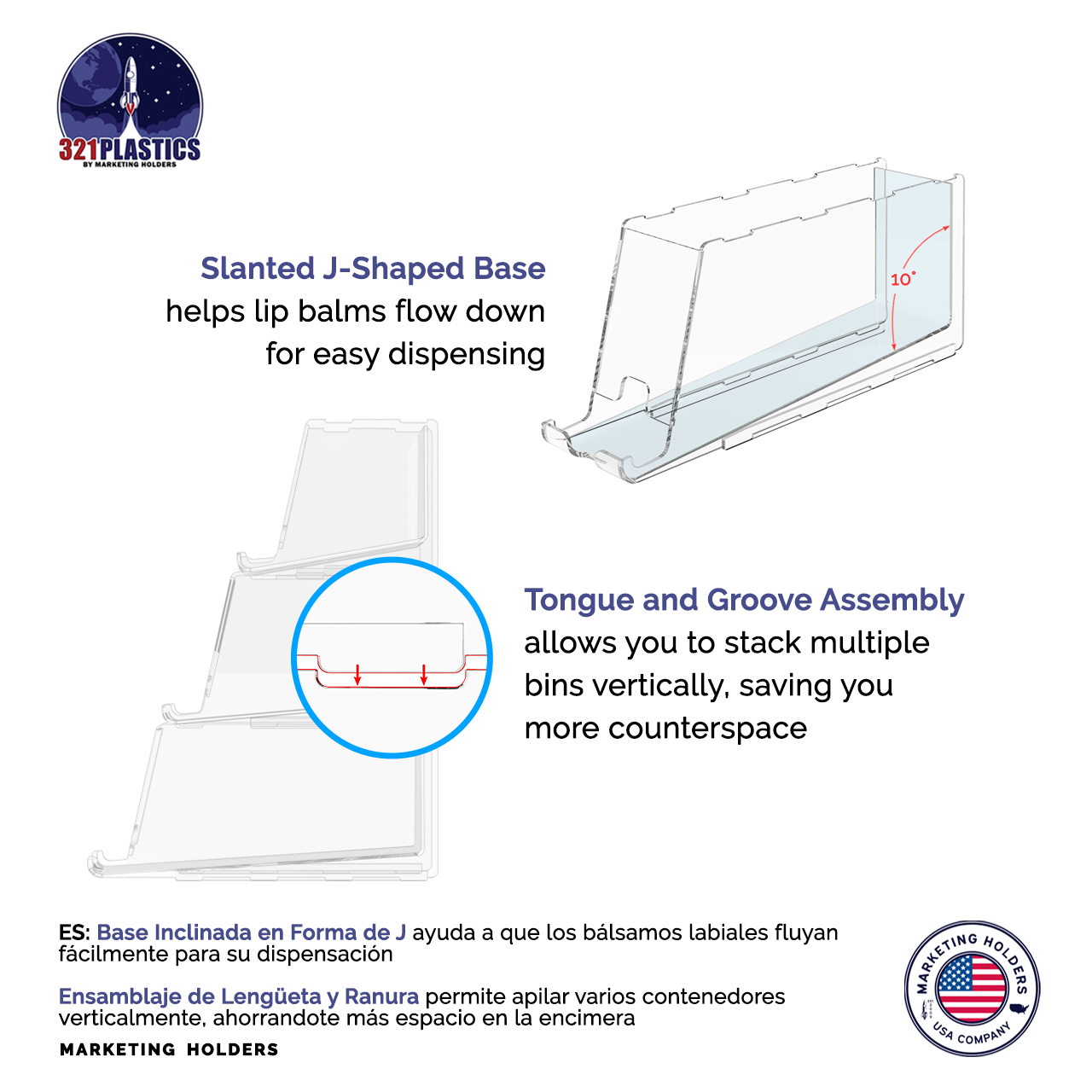 Stackable Lip Balm Holder Lipstick Makeup Storage Easy Reach Cutaway