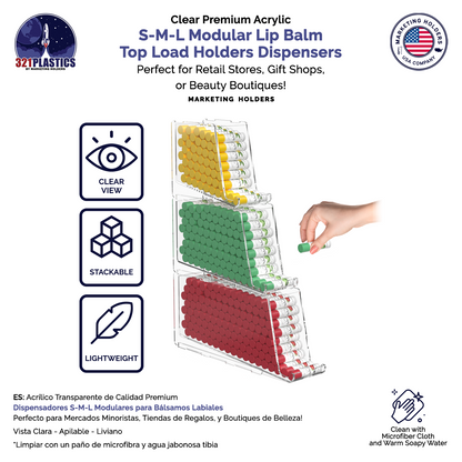 Stackable Lip Balm Holder Lipstick Makeup Storage Easy Reach Cutaway