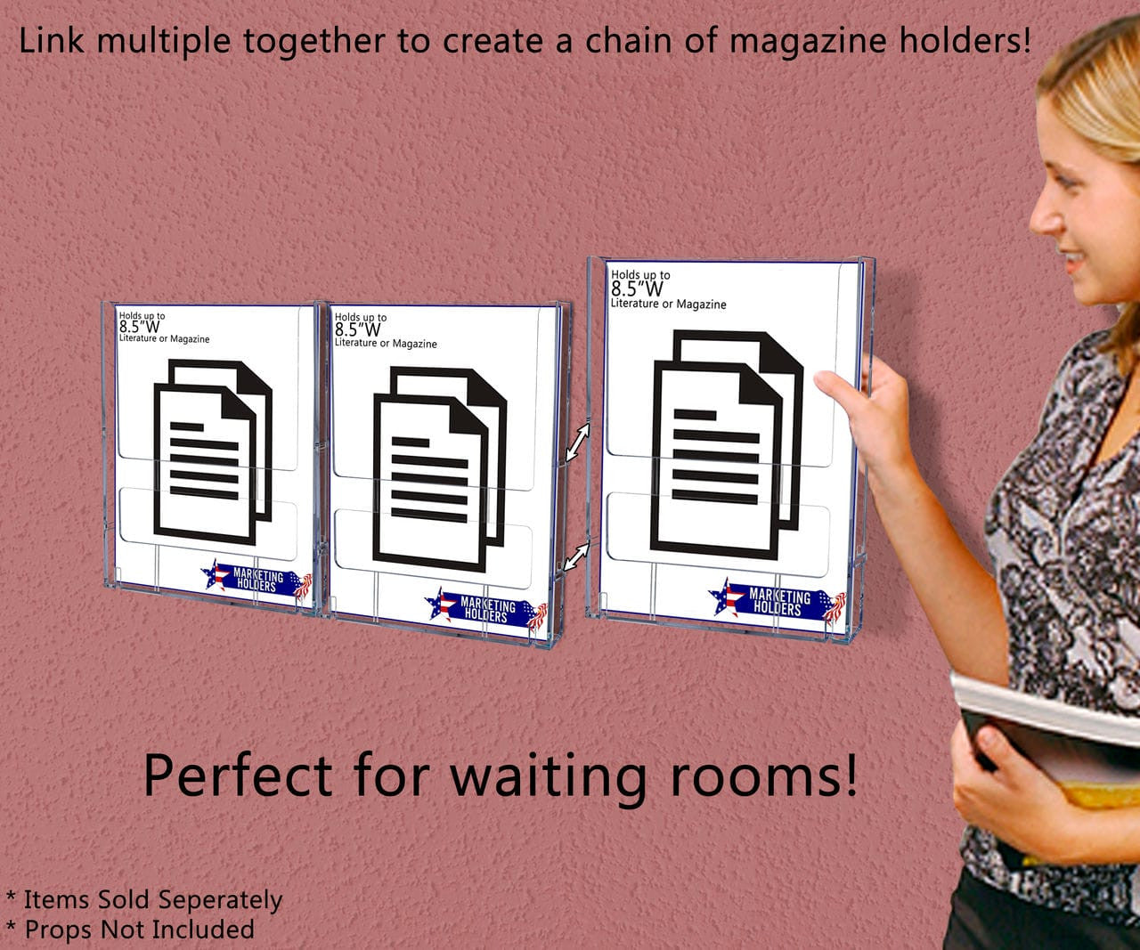 8.5"W Advertising Flyer Display Rack Interlocking Magazine Holder