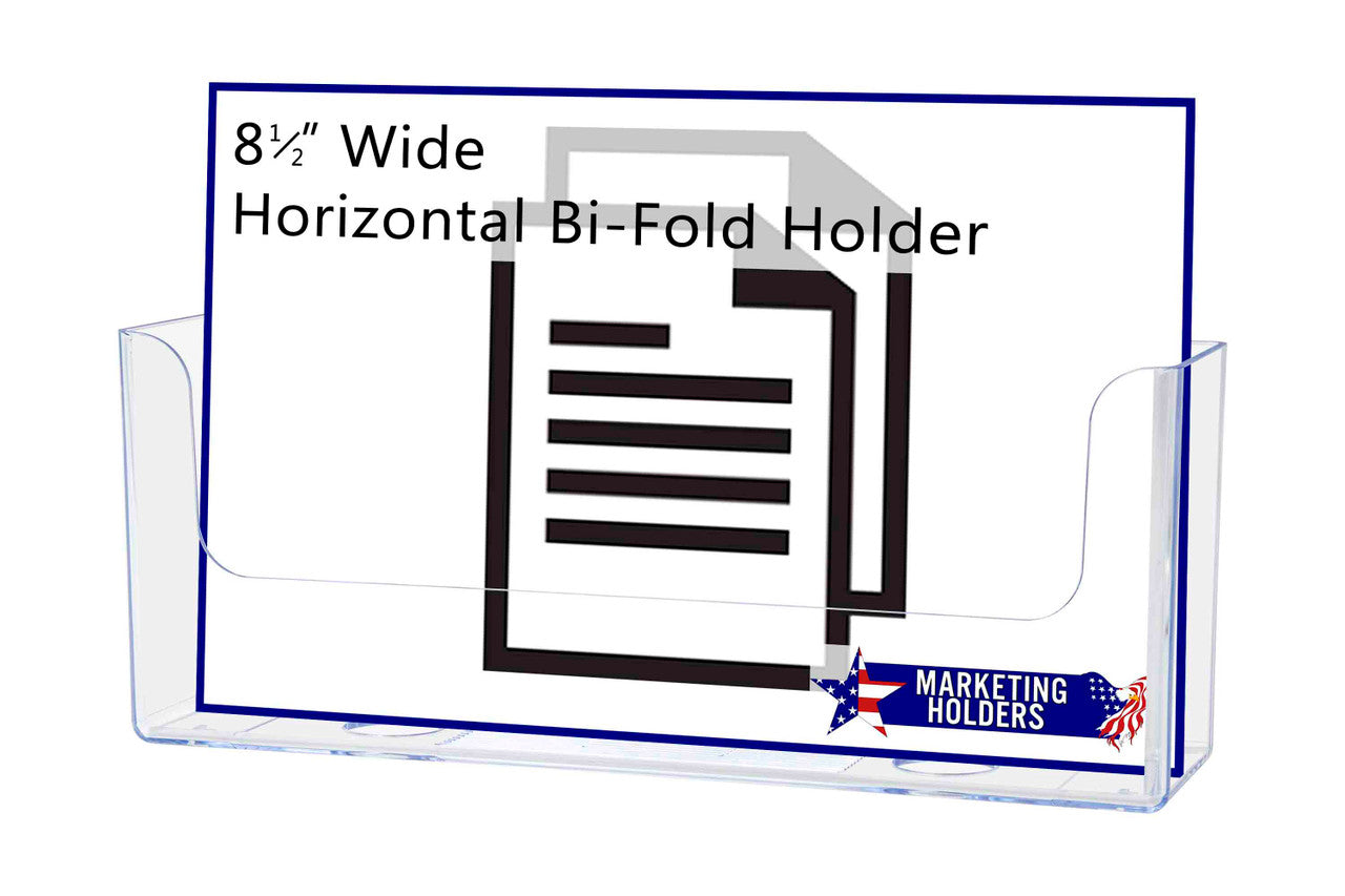 8.5"W Magnetic Horizontal Bifold Holder Metal Mount Display