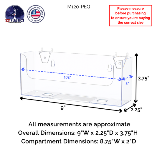Pegboard 8.5"W Horizontal Bifold Brochure Holder