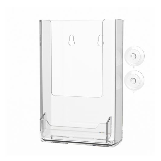 4"W Tri Fold Display With Business Card Pocket With Suction Cups