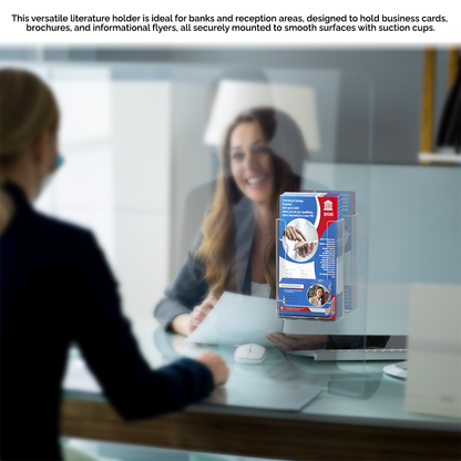 4"W Tri Fold Display With Business Card Pocket With Suction Cups