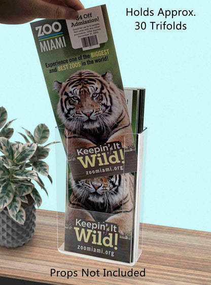 Tri Fold Literature Menu Brochure Holder Countertop or Wall Action