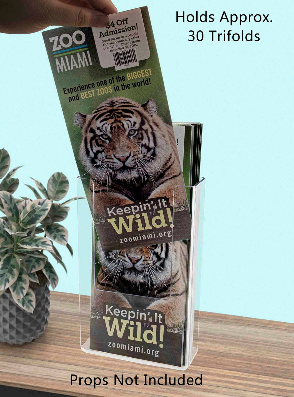 3.5"W Slim Trifold Brochure Holder Countertop or Wall Mount
