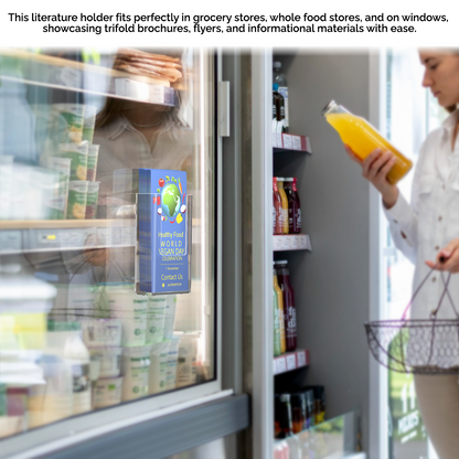 Suction Cup 4"W Trifold Brochure Holder Window Mount