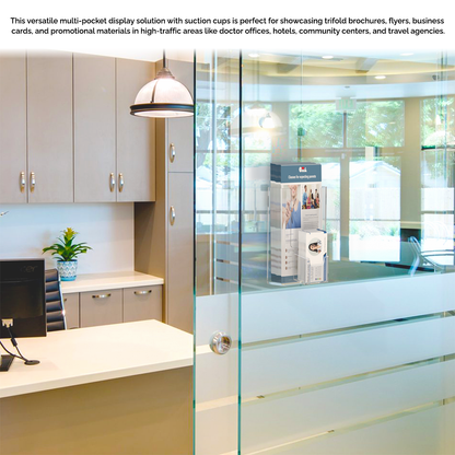 Suction Cup 4"W Trifold Holder with Vertical Card Pocket Window Mount