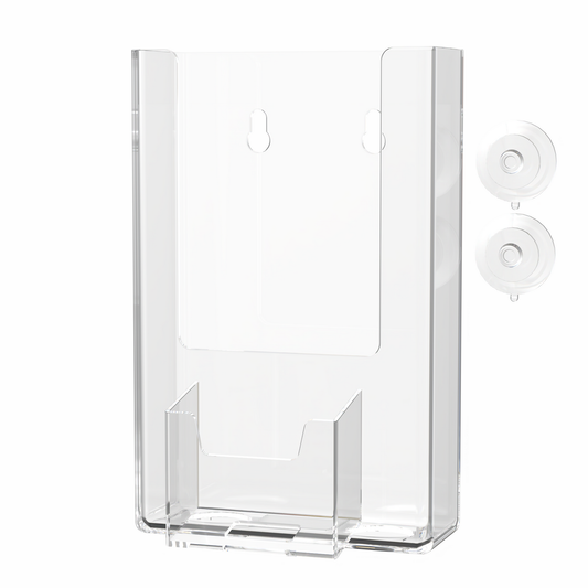 Suction Cup 4"W Trifold Holder with Vertical Card Pocket Window Mount