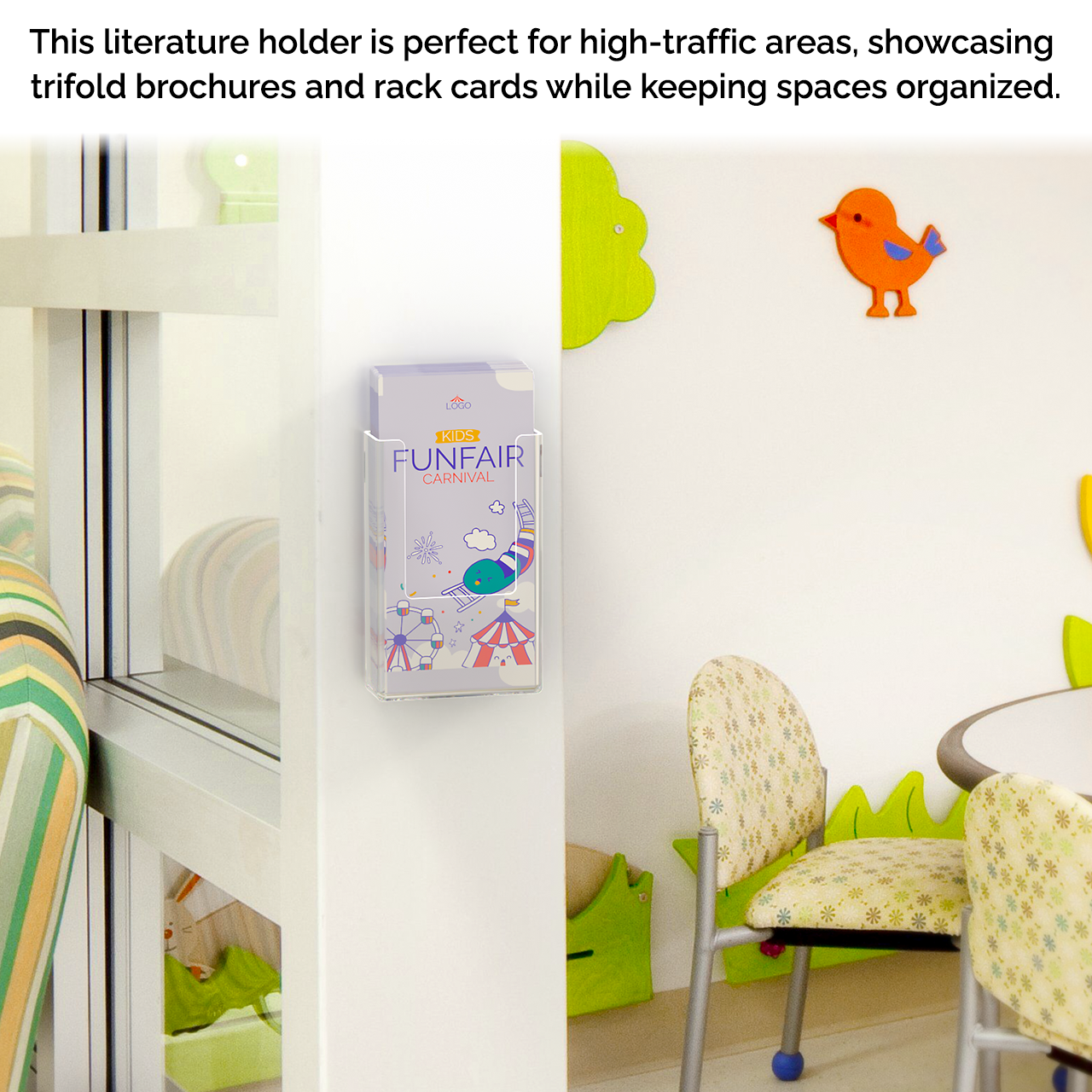 4"W Trifold Brochure Rack Card Holder Wall or Countertop Display