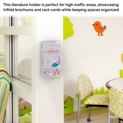 4"W Trifold Brochure Rack Card Holder Wall or Countertop Display