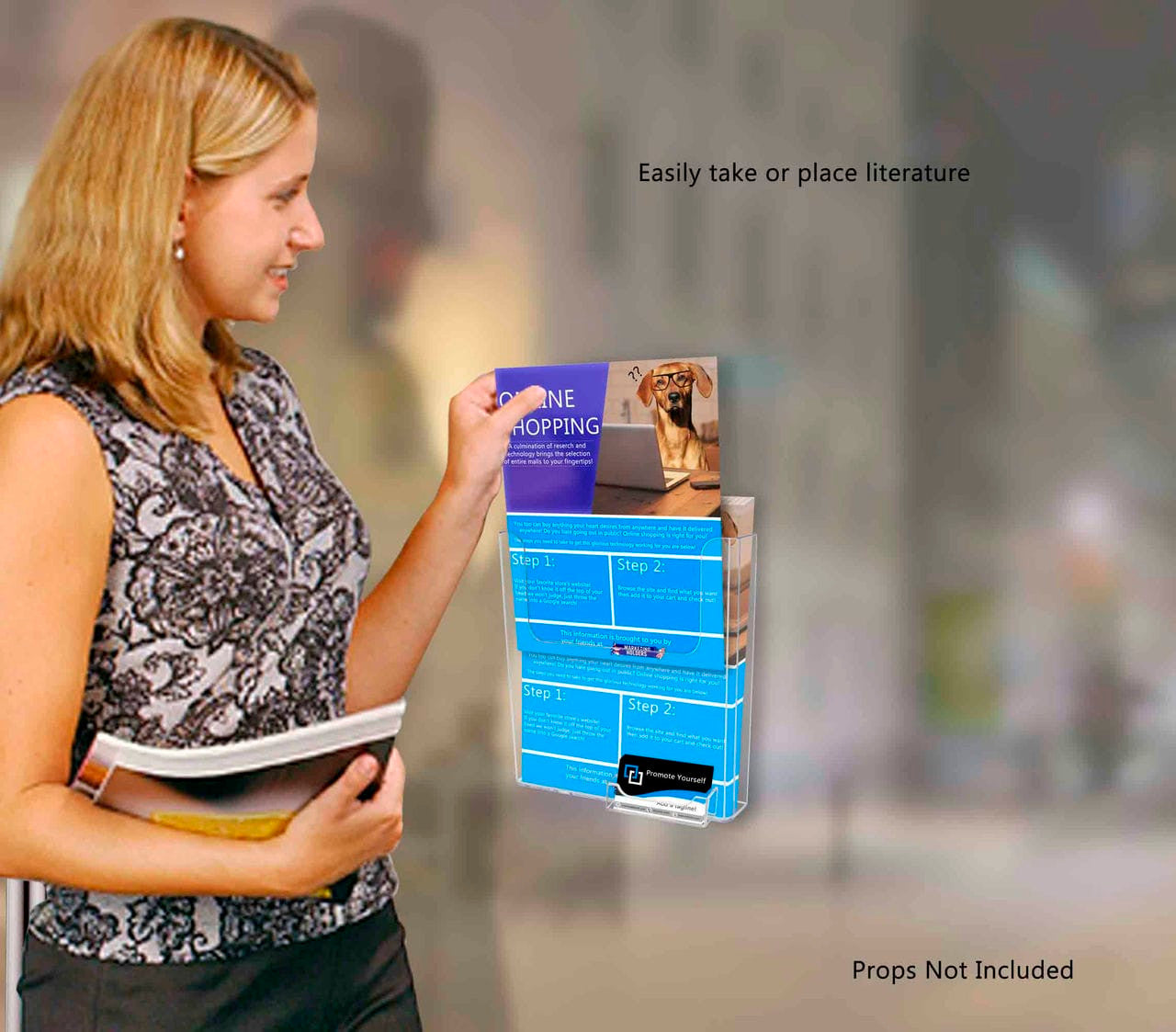 Suction Cup 8.5"W Flyer Holder with Card Slot Window Mount