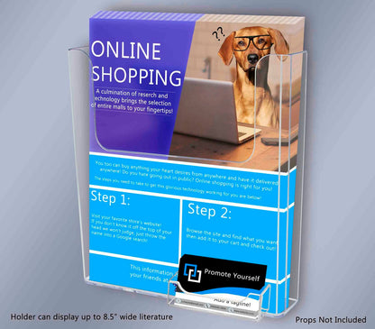 Suction Cup 8.5"W Flyer Holder with Card Slot Window Mount