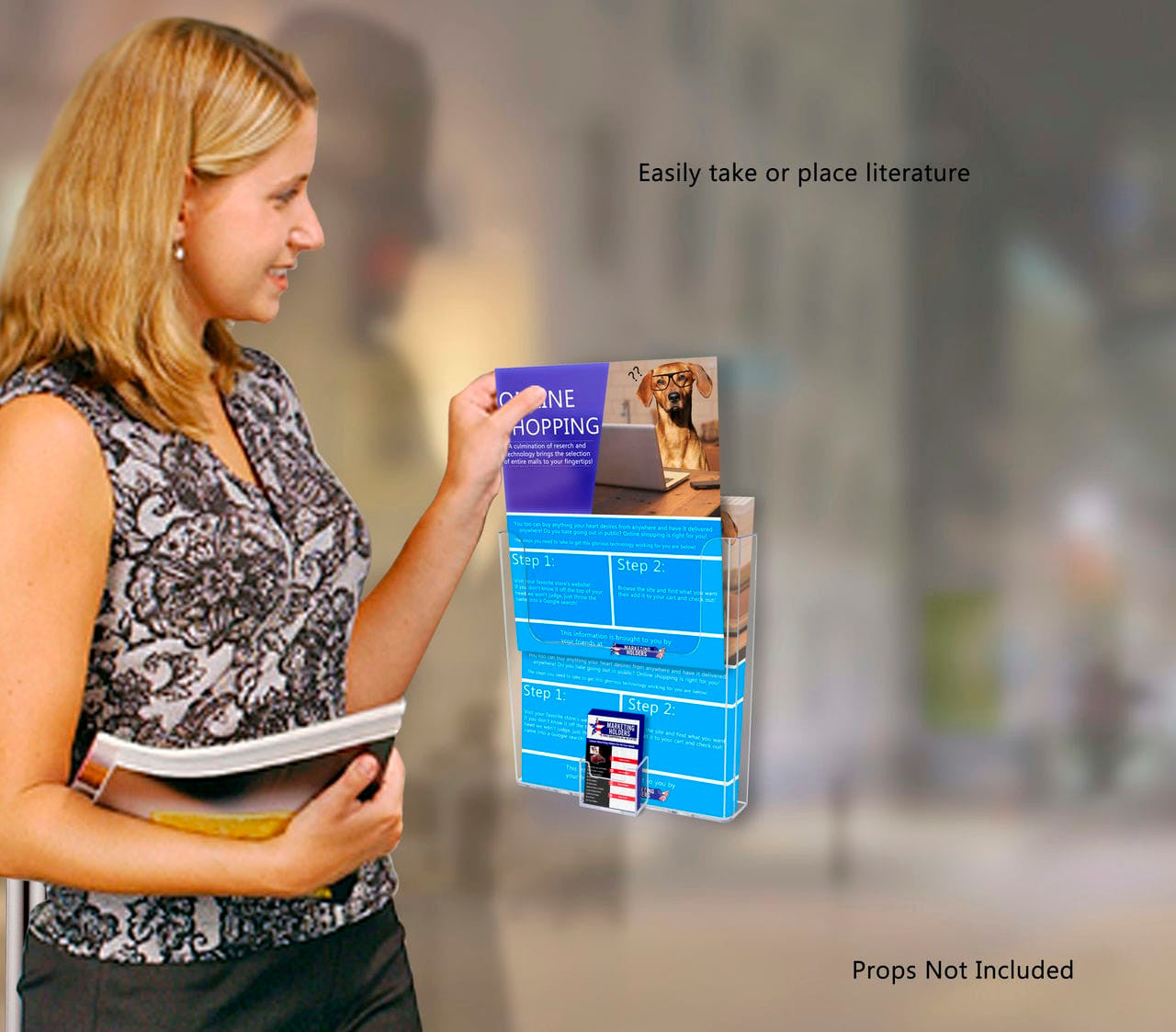 8.5"W Catalog Holder With Vertical Card Slot and Suction Cups