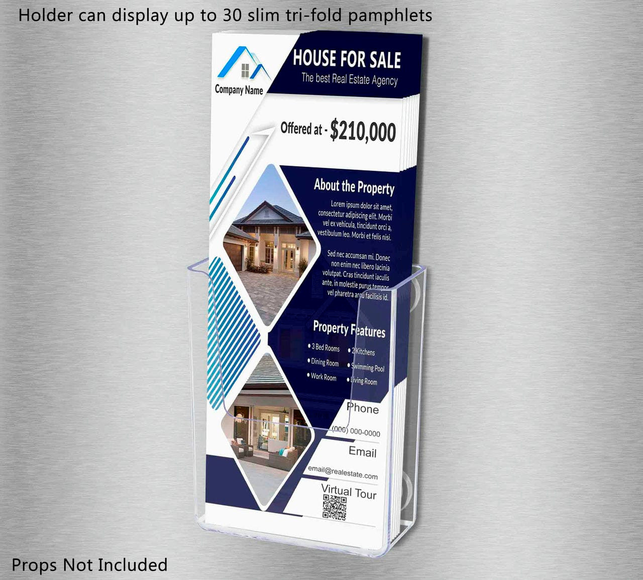 3.25"W Magnetic Oversized Business Card Metal Mount Display