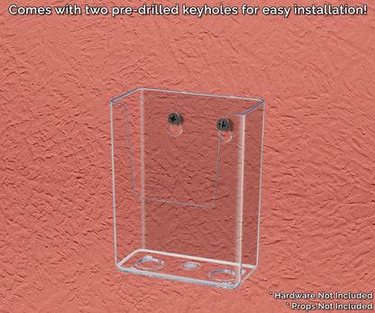 Three and a half inch wide brochure holder wall mounted with screws empty