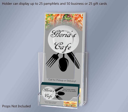 Window Mount 4"W Trifold Holder with Card Pocket and Suction Cups