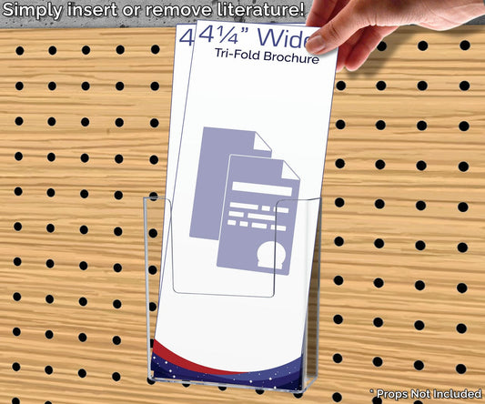 Pegboard 4"W Trifold Brochure Holder Advertisement Rack
