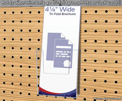 Pegboard 4"W Trifold Brochure Holder Advertisement Rack