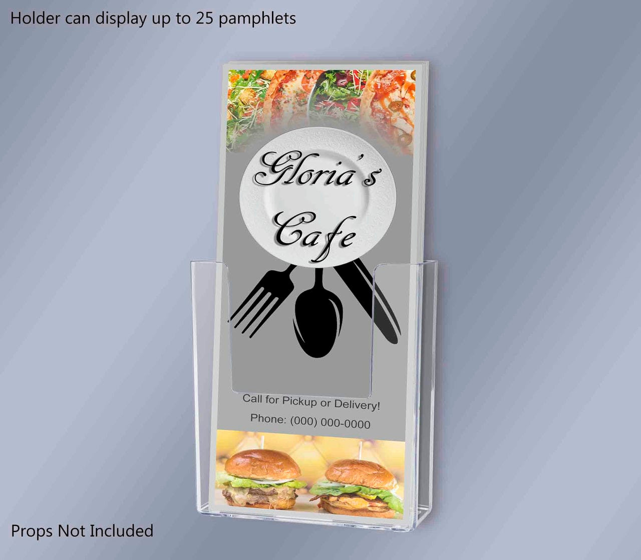 Suction Cup 4"W Trifold Brochure Bin Window Display