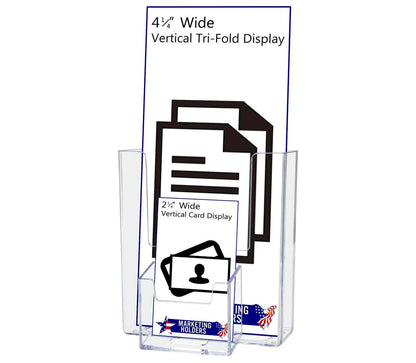 4"W Trifold Brochure Holder with Business Card Pocket